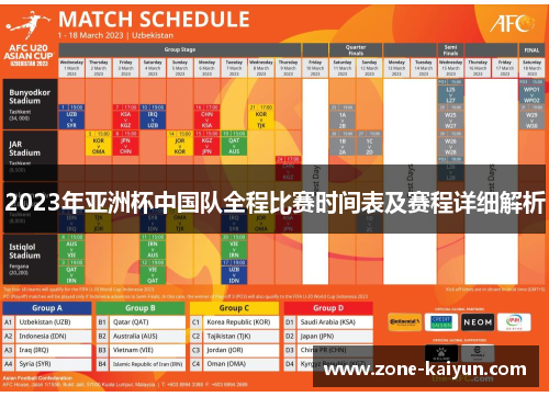 2023年亚洲杯中国队全程比赛时间表及赛程详细解析